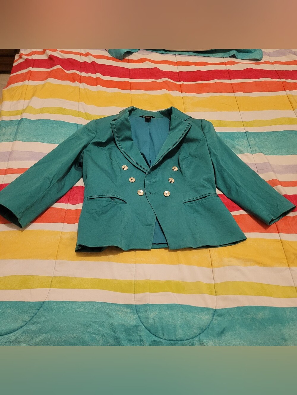 White House Black Market Teal Double-Breasted Blazer